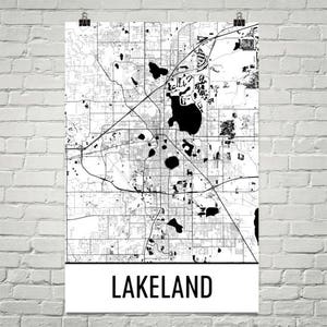 Lakeland Map, Lakeland Art, Lakeland Print, Lakeland FL Poster, Lakeland Wall Art, Lakeland Gift, Map of Florida, Florida Poster, Decor