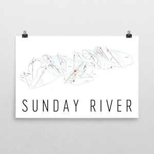 Sunday River Ski Karte Kunst, Sonntag Fluss Maine, Sonntag River Trail Karte, Maine Kunst, Maine Geschenke, Maine Karte, Ski-Kunst, Ski-Dekor, Ski-Poster