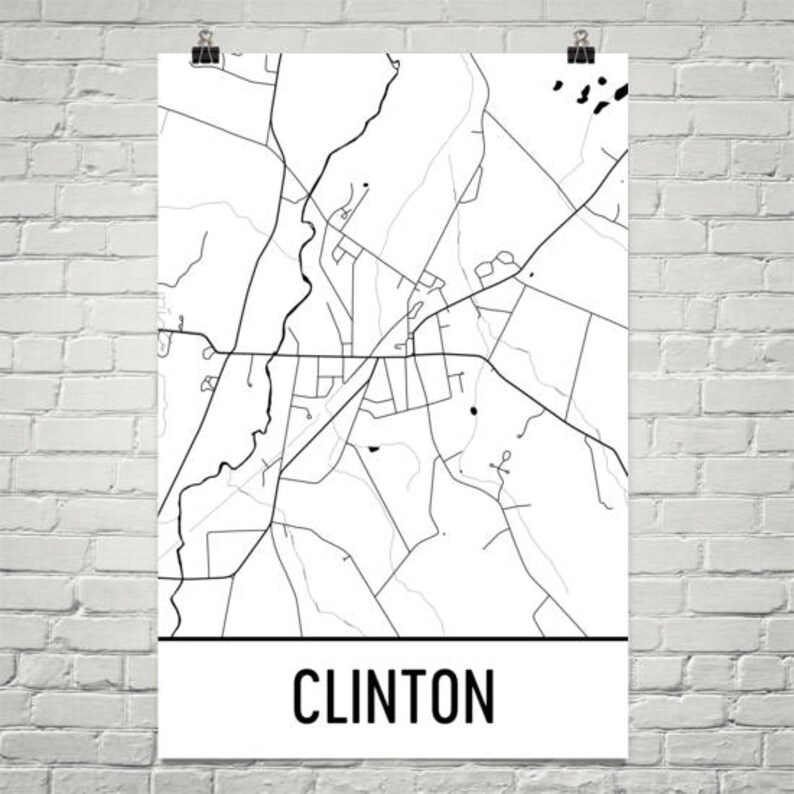 Clinton NY Street Map Art Print, Village Map Poster - Etsy