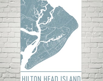 Hilton Head Island Map Art Print, Hilton Head SC Art Poster, Hilton Head Wall Art, Hilton Head Island Gift, Birthday, Decor, Modern, Art