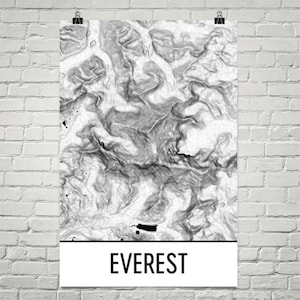 Mount Everest Druck, Mount Everest, Everest Druck, Himilayan topographische Karte, Nepal Druck, Wandern, Geschenk, nepalesische Kunst, Konturlinien, Klettern