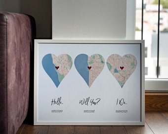 Gepersonaliseerde hartkunstprint 2e verjaardag