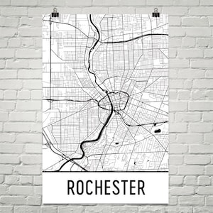 Rochester NY Street Map Art Print, Minimalist City Poster