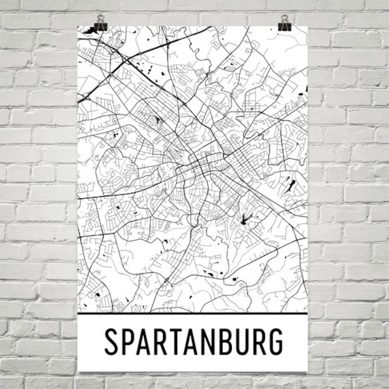 Spartanburg Map Spartanburg Art Spartanburg Print - Etsy