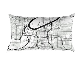 Cojín con el mapa de Kansas City: arte callejero moderno