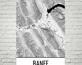 Banff Topographic Map Print: Minimalist Mountain Art