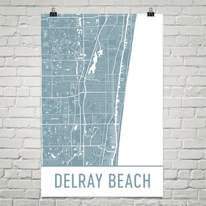 Delray Beach carte, Delray Beach Art, impression de Delray Beach, Delray Beach FL affiche, Decor côtière, côtières Wall Art, côtières Wall Decor, plage