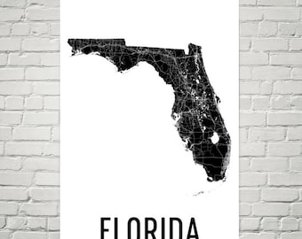 Florida Street Map Art Print, Modern Home Decor