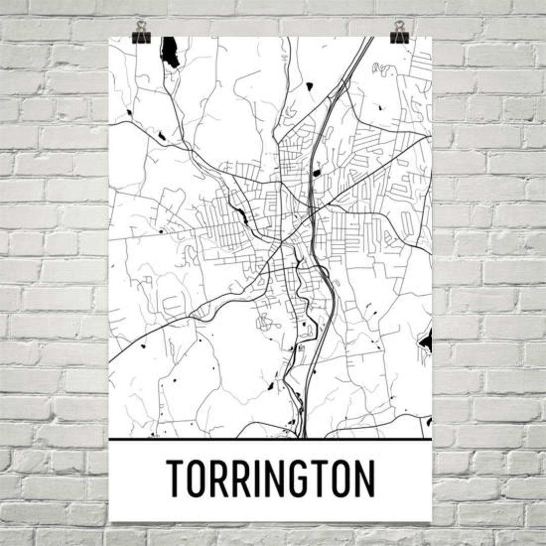 Torrington Map, Torrington Art, Torrington Print, Torrington CT Poster