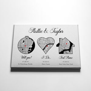 Drei Herz Karte, Verlobung, Hochzeit, Erstes Zuhause, Hallo, Willst Du, I Do, Karte Kunstdruck, Jahrestag Hochzeitsgeschenk, Wichtige Daten, Karte Kunst