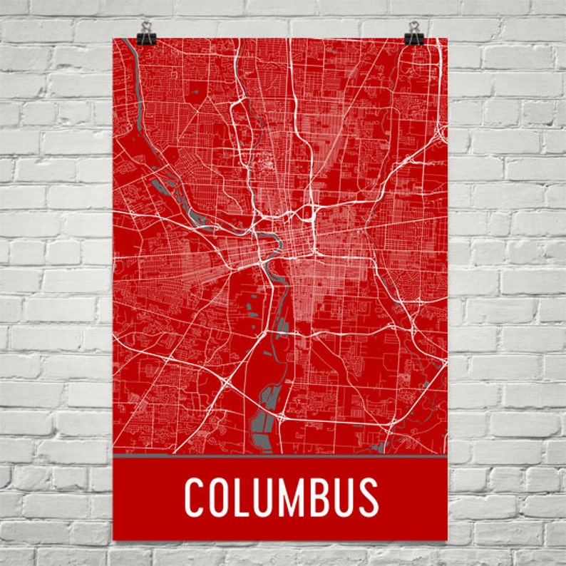 Columbus Ohio Map Art Print Columbus Map Art Poster Columbus Etsy