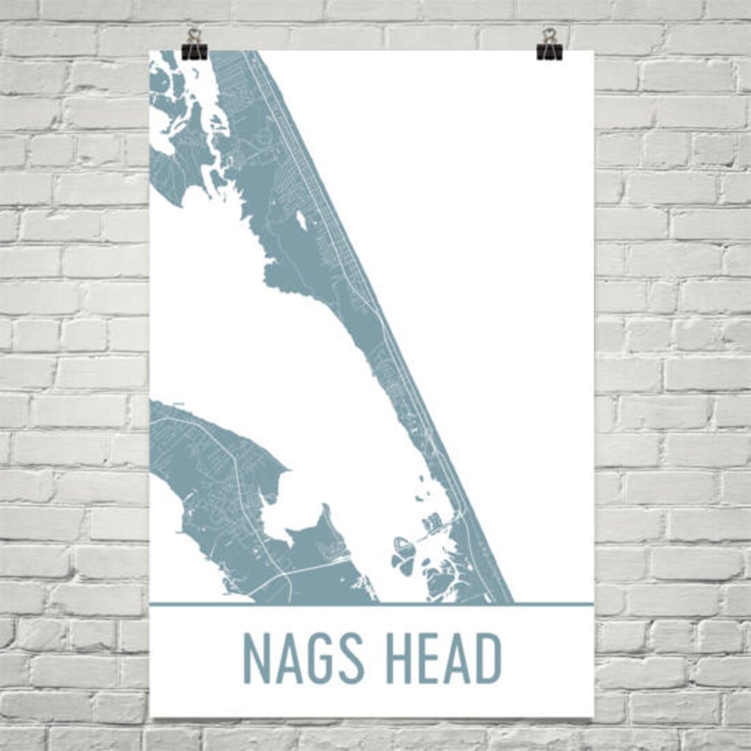 Nags Head Map Nags Head Art Nags Head Print Nags Head NC Etsy