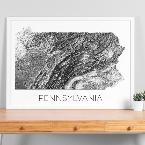 Topographic Map of Pennsylvania - Etsy