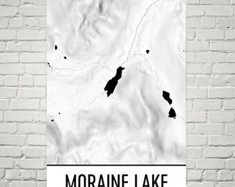 Moraine Lake Topographic Map Print, Banff National Park Art