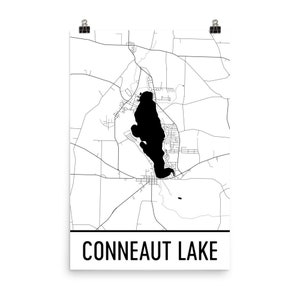 Conneaut Lake Pennsylvania, Conneaut Lake PA, Conneaut Lake PA, Pennsylvania Art, Pennsylvania Decor, Lake Map, Conneaut PA
