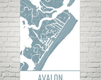 Avalon Map, Avalon Art, Avalon Print, Avalon NJ Art Poster, Avalon Wall Art, Avalon Gift, Map of Avalon, Avalon Poster, Modern, Art