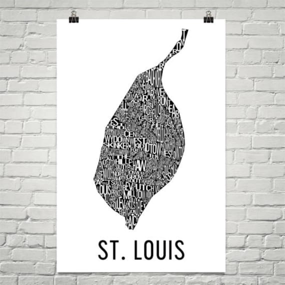 St. Louis Typography Map Print: Neighborhood Art Poster