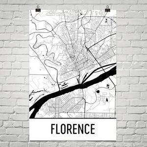 Florence AL carte, Florence Art, impression de Florence, Florence affiche, Art mural Florence, Florence cadeau, carte de Florence, Alabama Art, Alabama carte