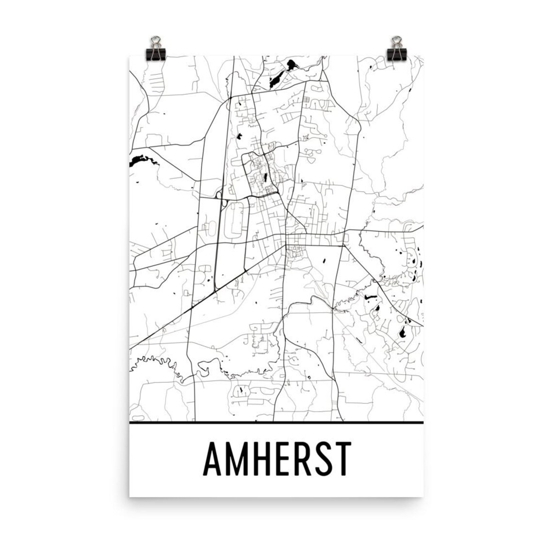 Amherst Map Amherst Art Amherst Print Amherst MA Poster - Etsy