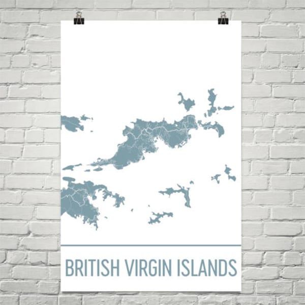 Britse Maagdeneilanden kaart, BVI Art Print van de Britse Maagdeneilanden, BVI Poster, Tortola Wall Art, Florida geschenken, Virgin Gorda, zeilen Gift