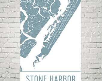 Stone Harbor Map, Stone Harbor Art, Stone Harbor Print, Stone Harbor NJ Poster, Stone Harbor Wall Art, Map of Stone Harbor, Gift, Art Print