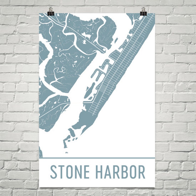 Stone Harbor Map, Stone Harbor Art, Stone Harbor Print, Stone Harbor NJ Poster, Stone Harbor Wall Art, Map of Stone Harbor, Gift, Art Print image 1