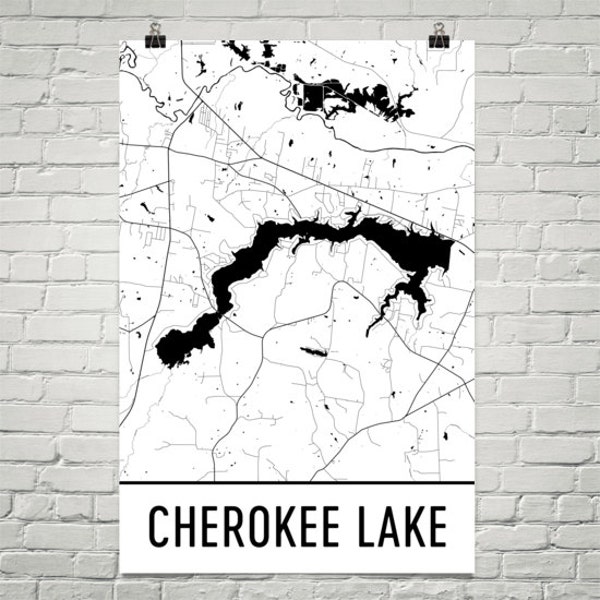 Cherokee Lake Tn Map Etsy