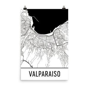 Valparaiso Map, Valparaiso Art, Valparaiso Print, Valparaiso Chile Poster, Valparaiso Wall Art, Map of Valparaiso, Valparaiso Gift, Poster