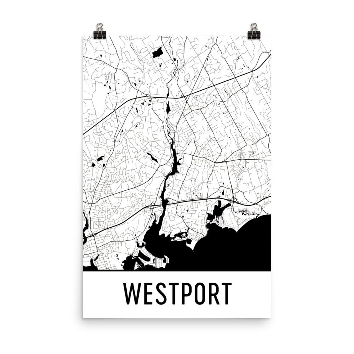 Westport CT Map Westport Art Westport Print Westport Etsy