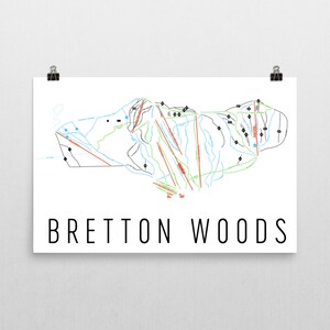 Bretton Woods Ski Trail Map Art Print: Minimalist Ski Resort Decor