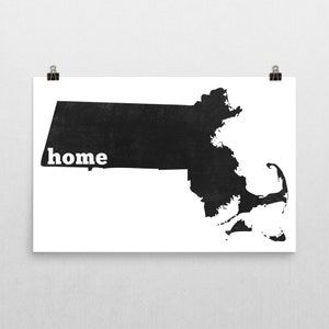Massachusetts Home, Map of Massachusetts, Massachusetts State, Massachusetts Map, Massachusetts Gifts, Massachusetts Print, Decor, Poster