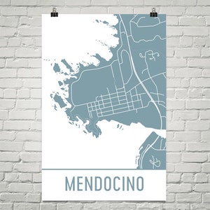 Mendocino Map, Mendocino Art, Mendocino Print, Mendocino CA Poster, Mendocino Wall Art, Mendocino Gift, Map of Mendocino, Mendocino Map Art