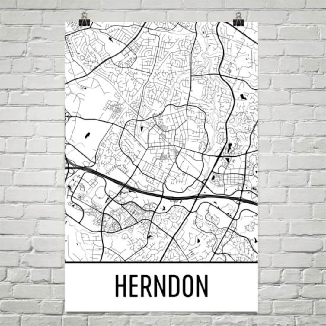 Herndon Map, Herndon Art, Herndon Print, Herndon VA Poster, Herndon
