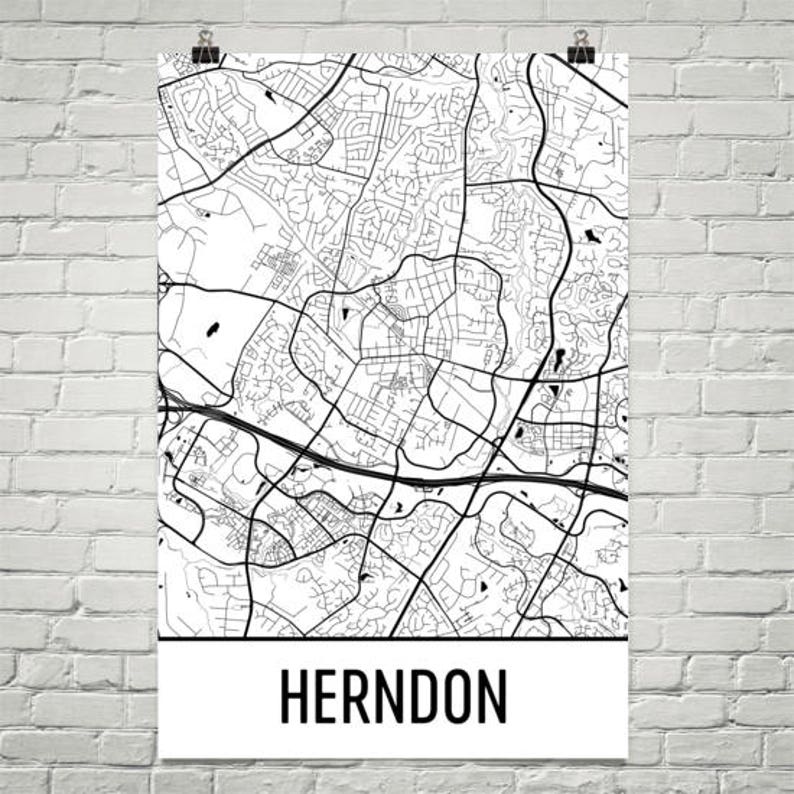 Herndon Map Herndon Art Herndon Print Herndon VA Poster Etsy