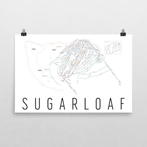 Pan di zucchero Ski Map Art, Sugarloaf Maine, mappa dei sentieri escursionistici di Pan di zucchero, Pan di zucchero Ski Resort stampa, Maine Maine Art regali, Maine mappa, sci stampa