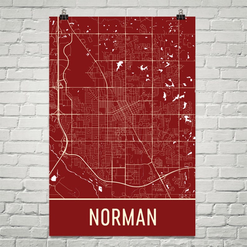 Norman Map Norman Art Norman Print Norman OK Poster Norman Etsy
