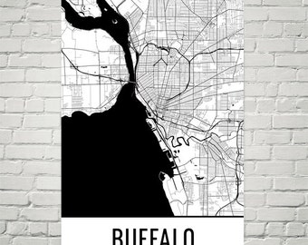 Buffalo NY Street Map Art Print: Modern City Decor