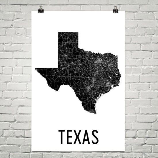 Texas Decor Texas Map Texas Art Texas Print Texas Wall | Etsy