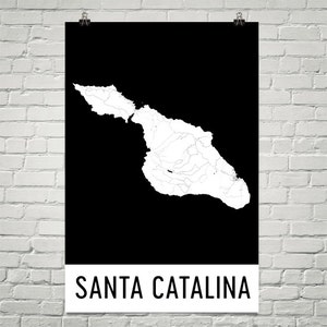 Catalina Island Map, Catalina Art, Catalina Print, Catalina CA Art Poster, Catalina Island Wall Art, Catalina Island Gift, Decor, Art