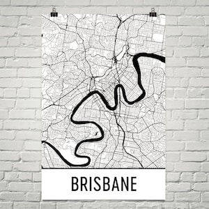 Brisbane Map, Brisbane Art, Brisbane Print, Brisbane Australia Poster, Brisbane Wall Art, Brisbane Gift, Brisbane Decor, Brisbane Map Art