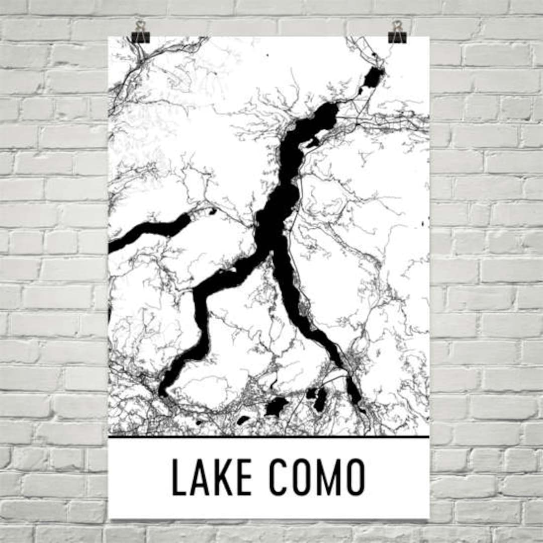 Lake Como Italy, Lake Como IT, Italy Map, Italian Decor, Lake Map, Como