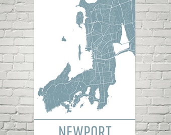 Newport RI Map Art Print, City Street Map Poster, USA Made