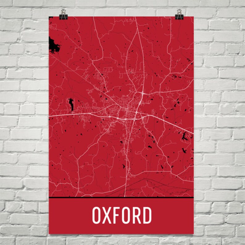 Oxford Map Art Print Oxford MS Art Poster Oxford Wall Art Etsy
