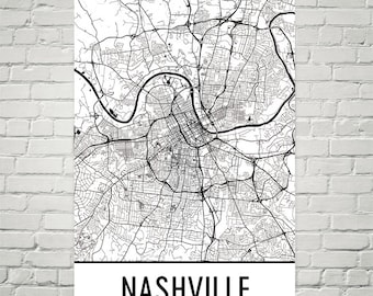 Nashville Art, Nashville Print, Nashville Map, Nashville Wall Art, Nashville TN, Map of Nashville, Gift, Birthday, Decor, Modern, Art