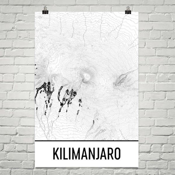 Kilimanjaro Print, Mt. Kilimanjaro Tanzania Poster, Kilimanjaro Topographic Map, Mount Kilimanjaro, Gift, African Print, Africa Mountain Art