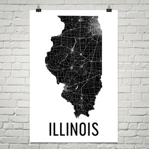 Regali di arte, Illinois, Illinois Illinois mappa, Illinois parete arte, Illinois stampa, Illinois, Illinois Decor, Illinois Poster, mappa di Illinois