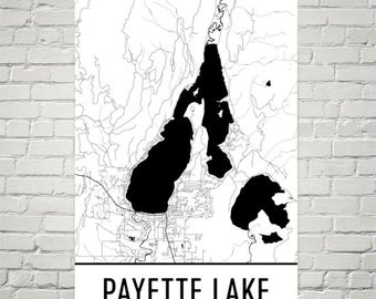 Payette Lake Idaho, Payette Lake ID, McCall ID, Idaho Lakes Map, Lake Map, Idaho Lake Art, Payette Lake Art, Payette Lake, Wall Art