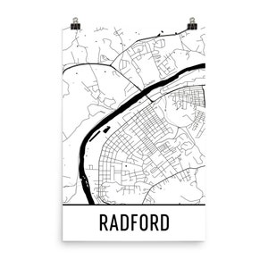Radford Karte, Radford Kunst, Radford Druck, Radford VA Kunst Poster, Radford Wandkunst, Radford Geschenk Karte Radford, Radford Poster, Dekor