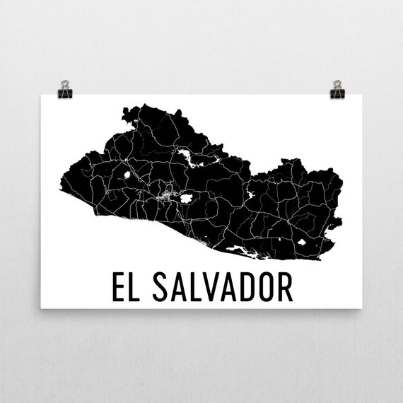 El Salvador Map Art Print: Modern City Street Design