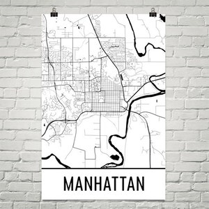 Carte de Manhattan, Manhattan KS Art, impression Manhattan, Manhattan KS affiche, Art mural Manhattan, Manhattan cadeau, carte de Manhattan Kansas, Decor